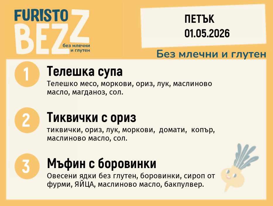 Меню без млечни и глутен  01.05  200гр.