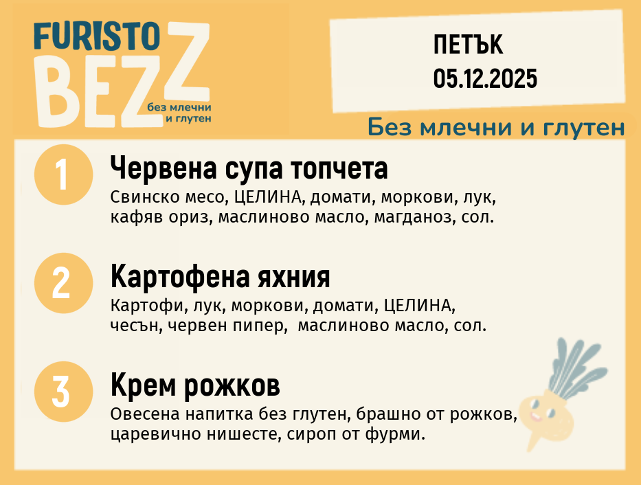 Меню без млечни и глутен 05.12 200гр. 