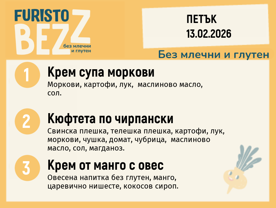 Меню без млечни и глутен 13.02 200гр.