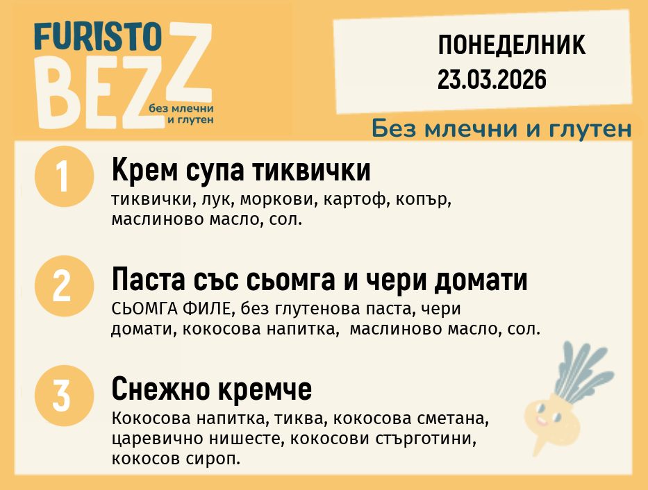 Меню без млечни и глутен 23.03 200гр.