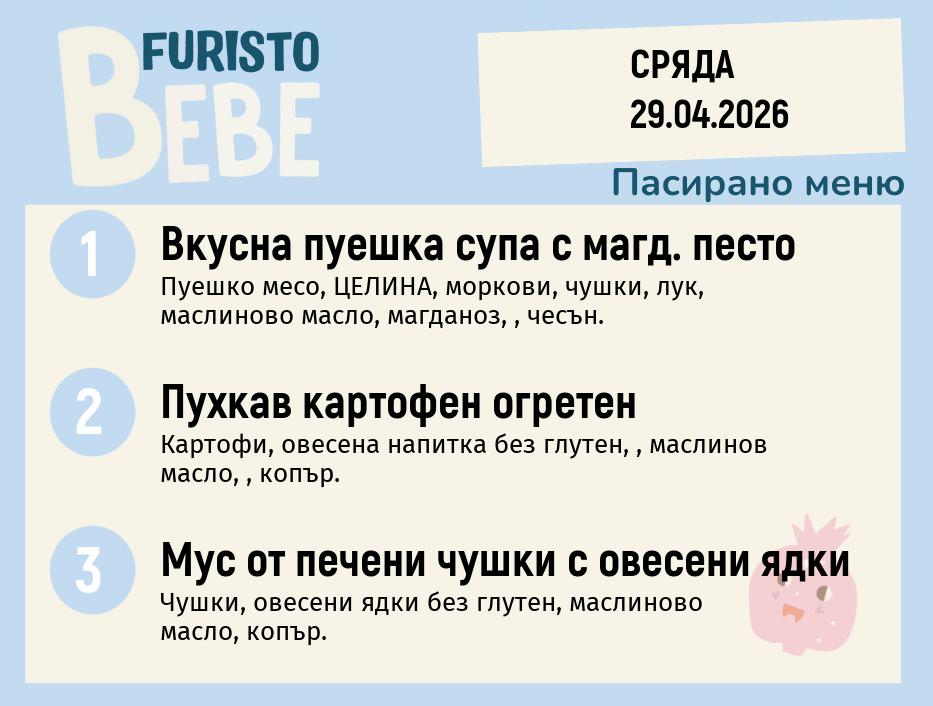Меню 29.04 Bebe 200гр.