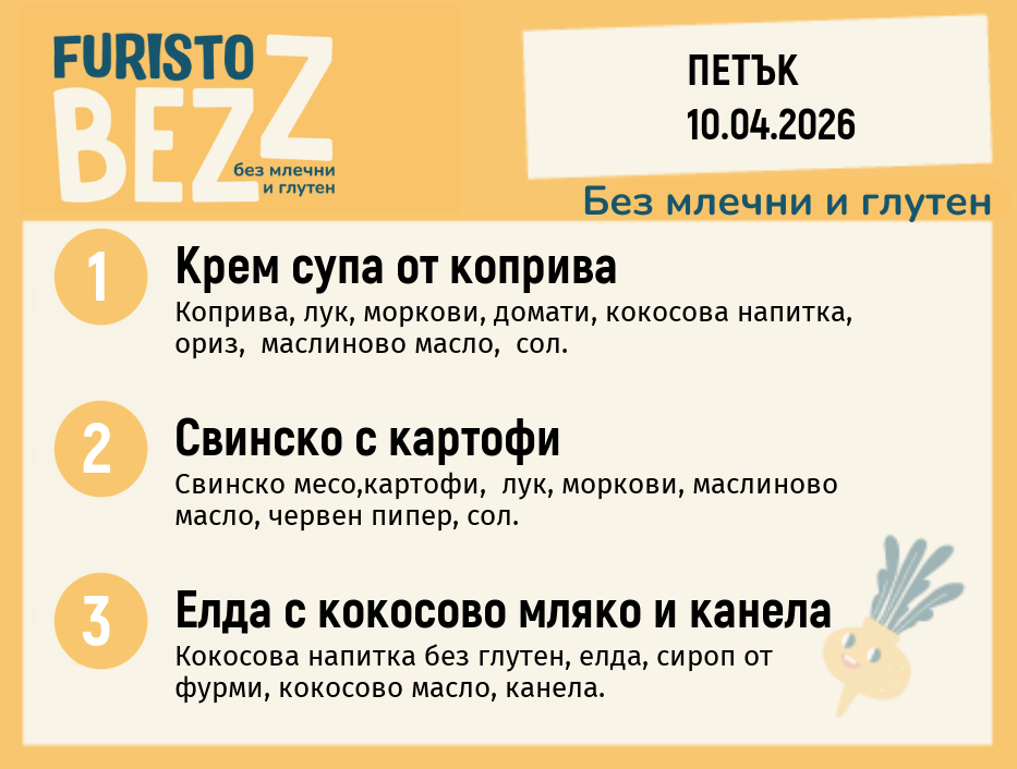 Меню без млечни и глутен 10.04 200гр.