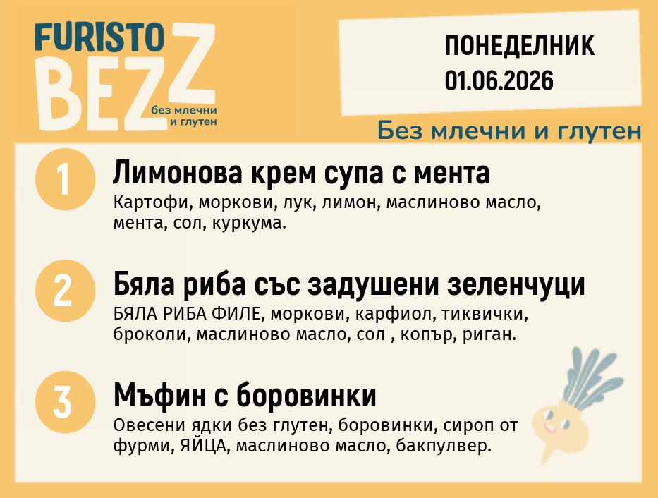 Меню без млечни и глутен 01.06 200гр. 