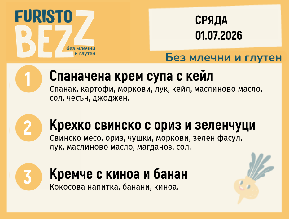 Меню без млечни и глутен 01.07 200гр. 