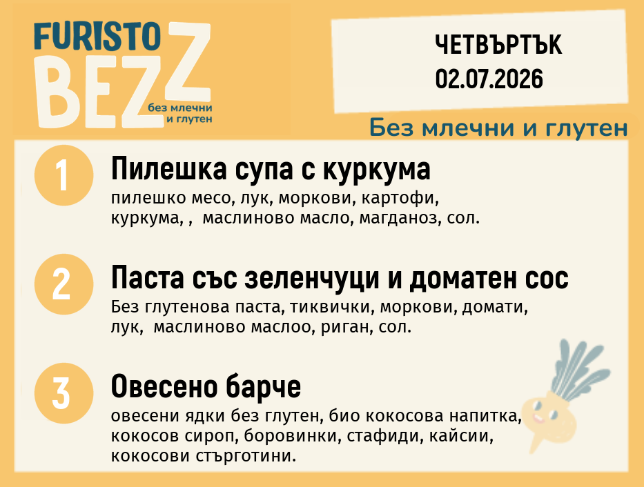 Меню без млечни и глутен 02.07  200гр.