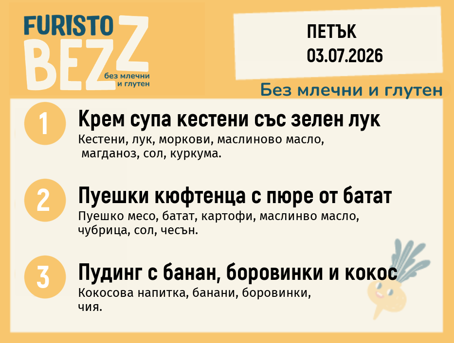 Меню без млечни и глутен 03.07 200гр.