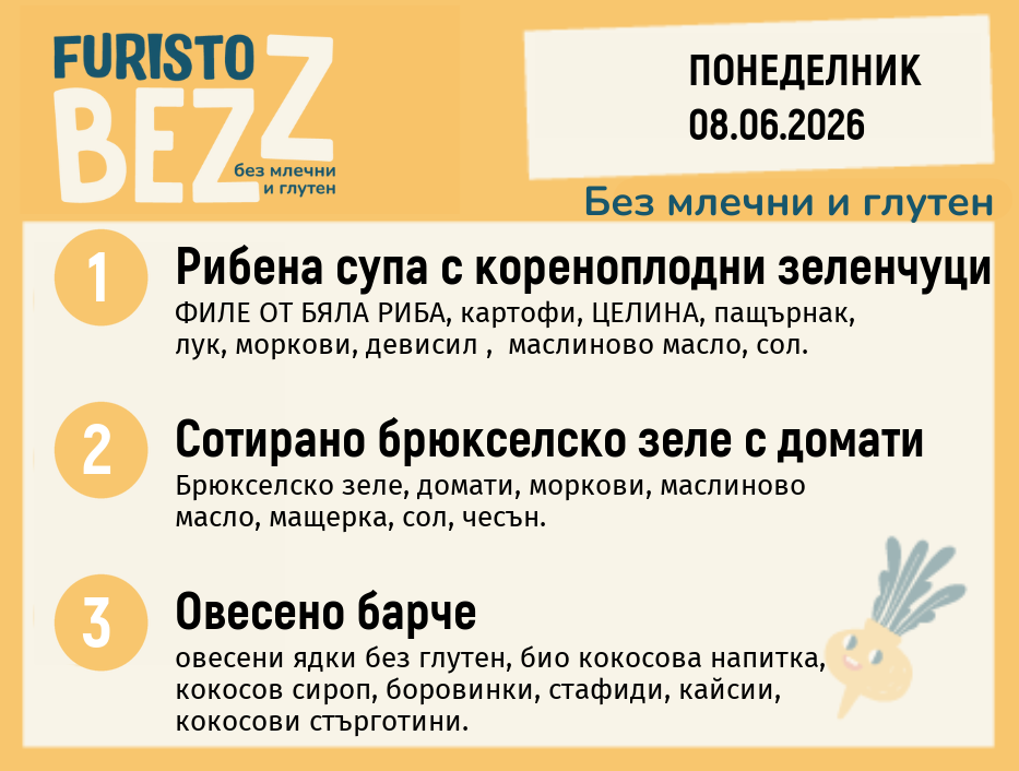 Меню без млечни и глутен 08.06 200гр.