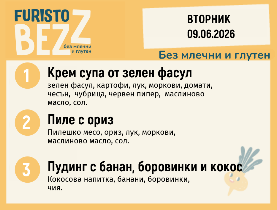 Меню без млечни и глутен 09.06 200гр.