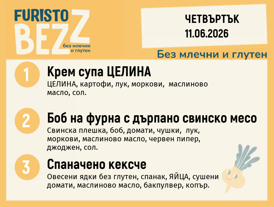 Меню без млечни и глутен 11.06  200гр. 