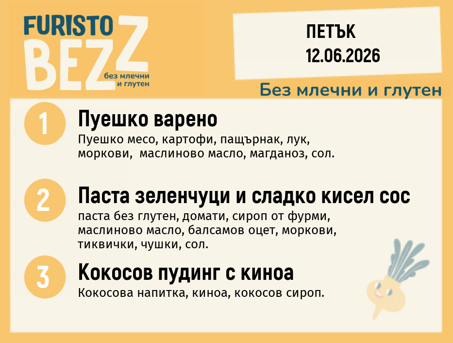 Меню без млечни и глутен 12.06 200гр. 