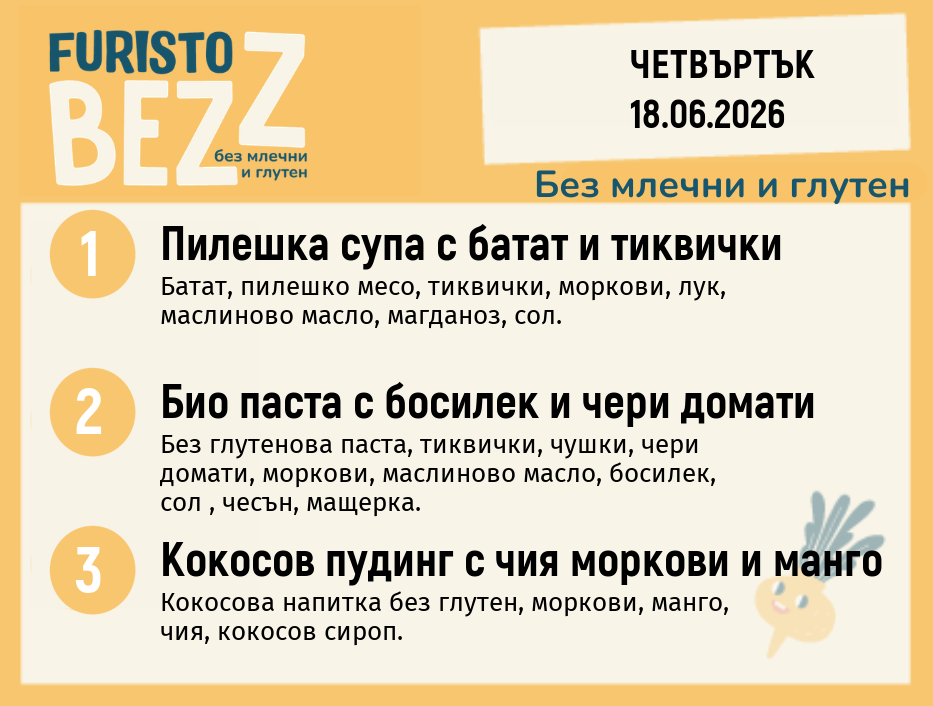 Меню без млечни и глутен 18.06 200гр.