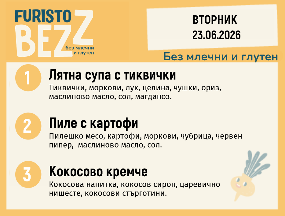 Меню без млечни и глутен 23.06 200гр. 