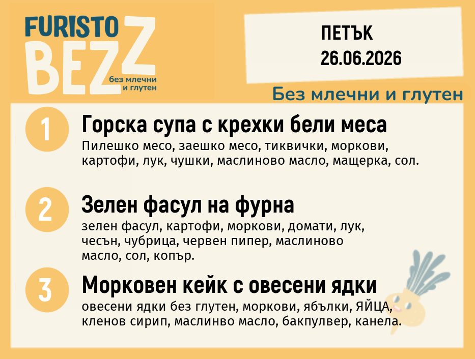 Меню без млечни и глутен 26.06 200гр.