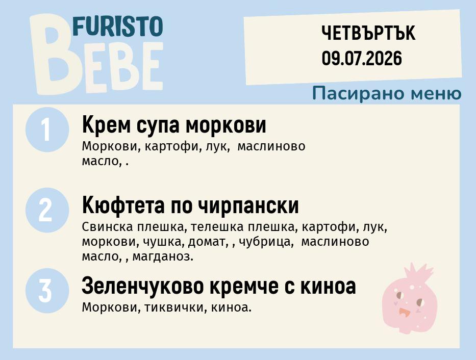 Меню 09.07 Bebe 200гр.