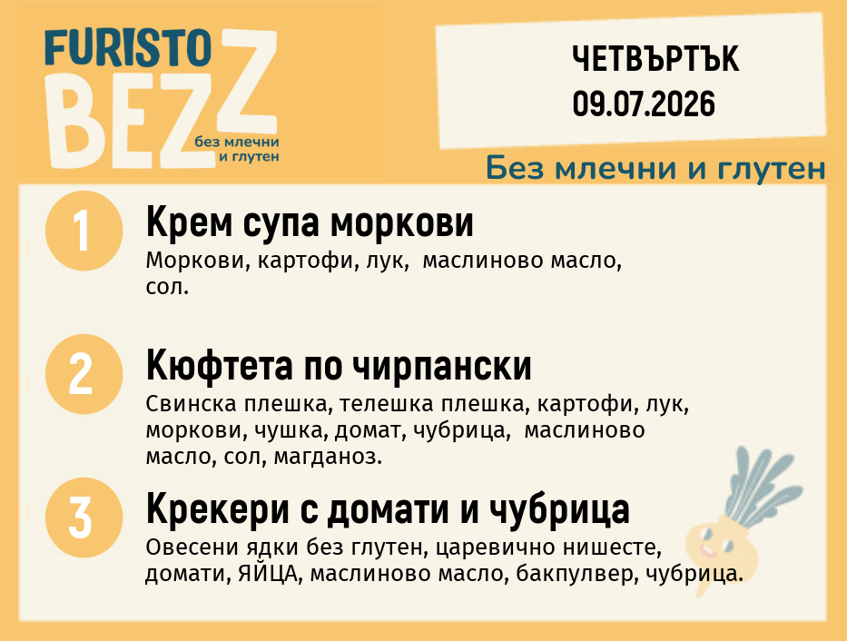 Меню без млечни и глутен 09.07 200гр.