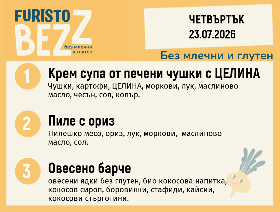 Меню без млечни и глутен 23.07 200гр.