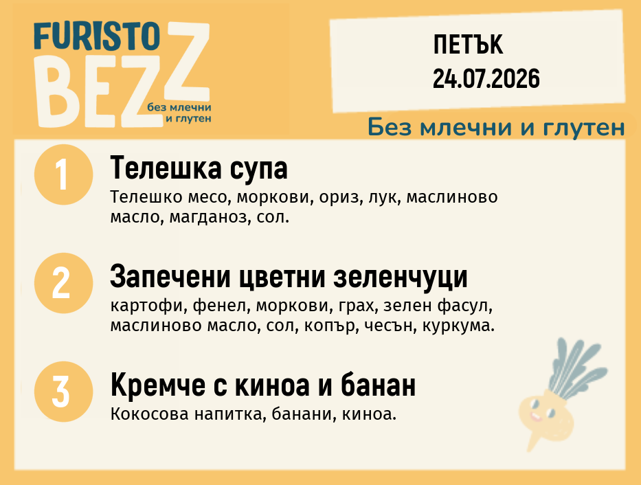 Меню без млечни и глутен 24.07 200гр.