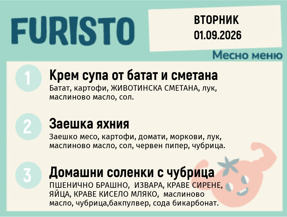 Меню 01.09 месно 200гр.