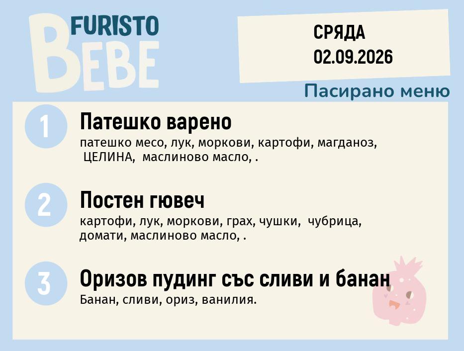 Меню 02.09 Bebe 200гр.
