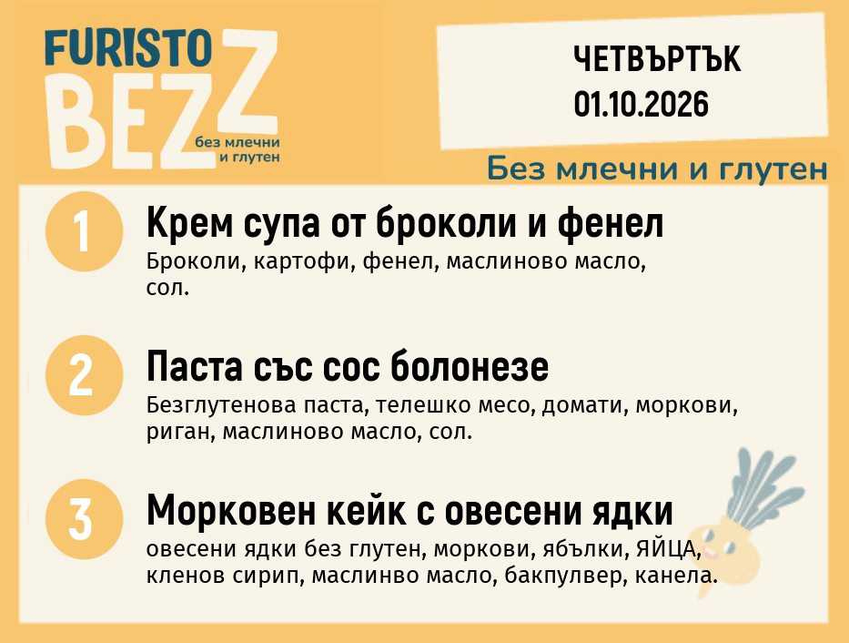 Меню без млечни и глутен 01.10 200гр.