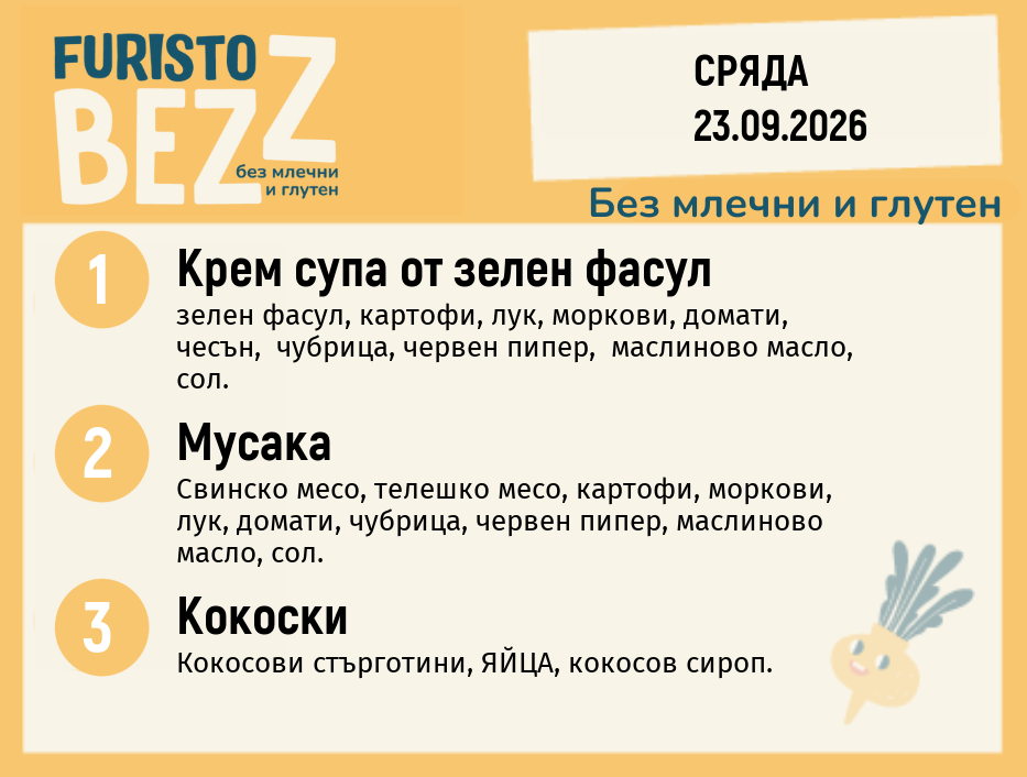 Меню без млечни и глутен 23.09 200гр.