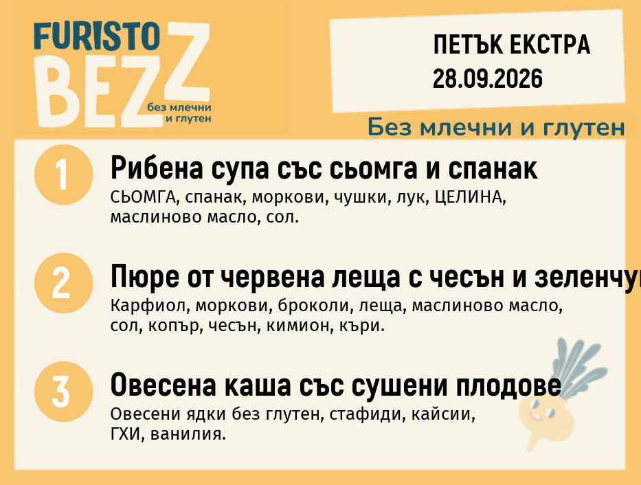 Меню без млечни и глутен 28.09 200гр.