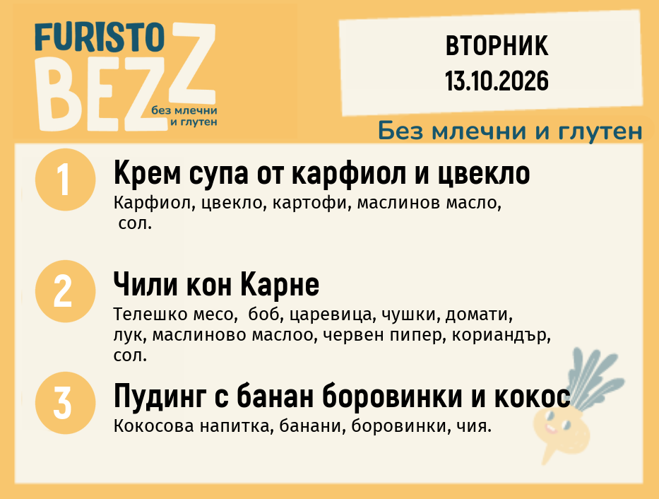 Меню без млечни и глутен 13.10 200гр.