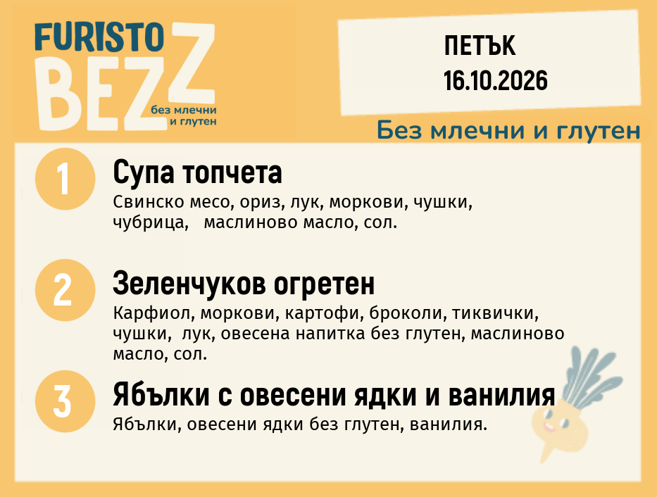 Меню без млечни и глутен 16.10 200гр.