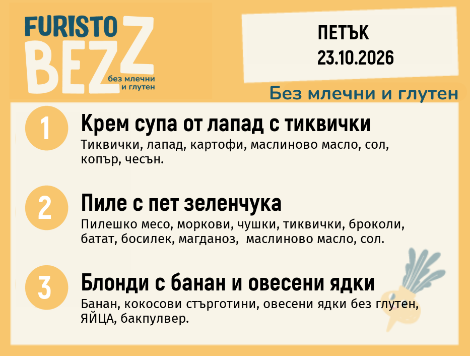 Меню без млечни и глутен 23.10 200гр.