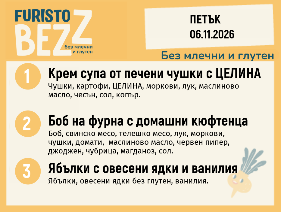 Меню без млечни и глутен 06.11 200гр.