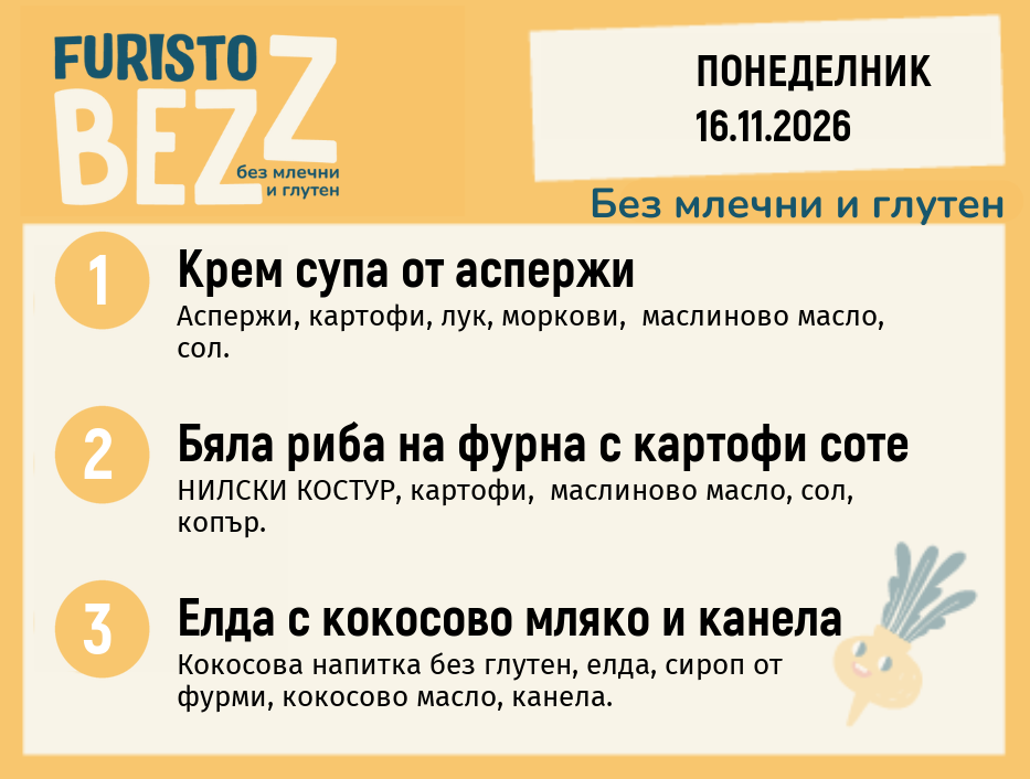 Меню без млечни и глутен 16.11 200гр.