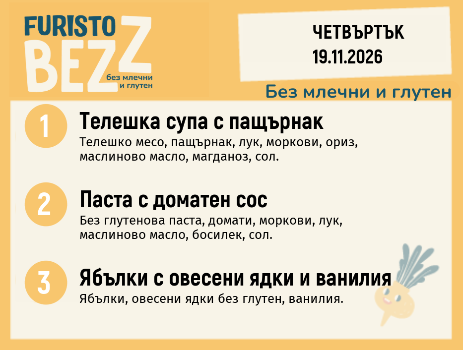 Меню без млечни и глутен 19.11 200гр.