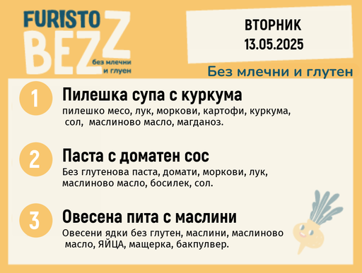 [DY.04.25.4971] Меню без млечни и глутен  13.05  200гр. 