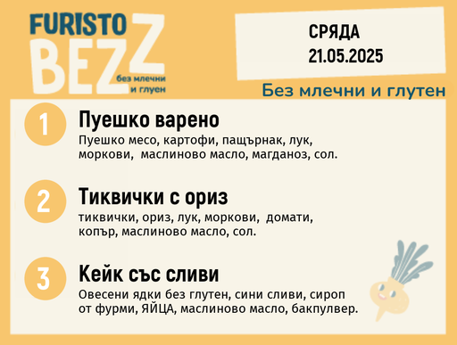 [DY.04.25.4978] Меню без млечни и глутен  21.05  200гр.