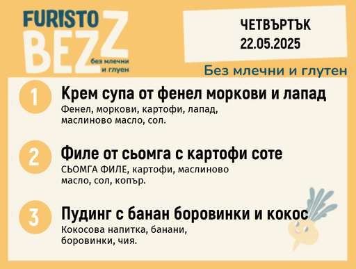 [DY.04.25.4979] Меню без млечни и глутен  22.05 200гр. 