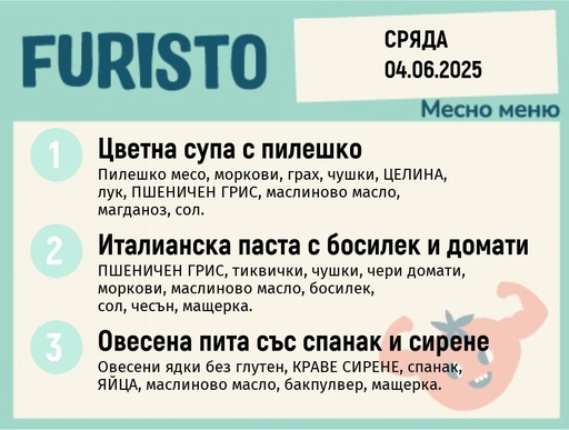 [DY.05.25.5145] Меню 04.06 месно 200гр.