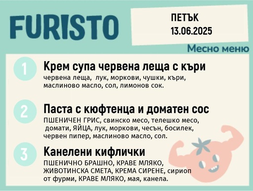 [DY.05.25.5162] Меню 13.06 месно 200гр.