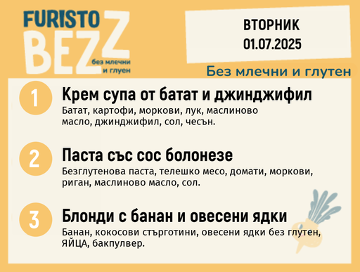 [DY.05.25.5378] Меню без млечни и глутен 01.07 200гр. 