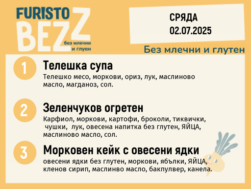 [DY.05.25.5379] Меню без млечни и глутен  02.07  200гр. 