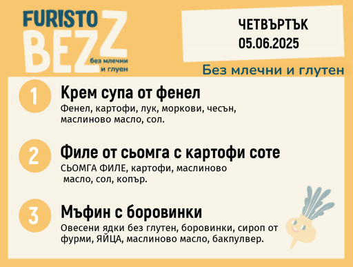 [DY.05.25.5356] Меню без млечни и глутен  05.06  200гр. 