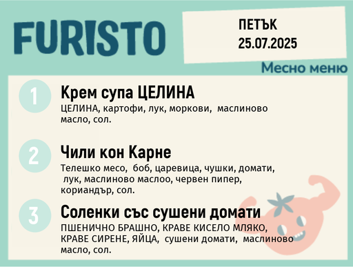 [DY.05.25.5583] Меню 25.07 месно 200гр.