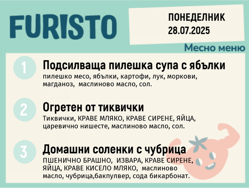 [DY.05.25.5588] Меню 28.07 месно 200гр.