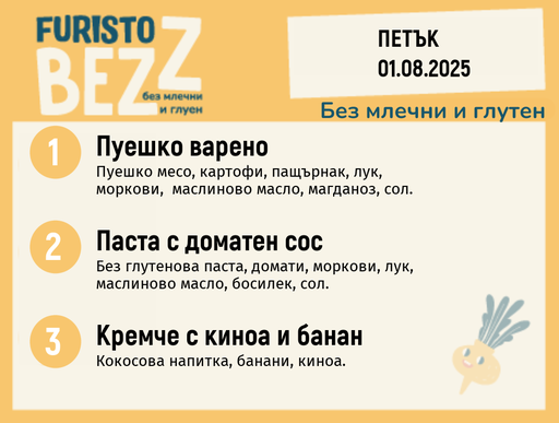 [DY.05.25.5741] Меню без млечни и глутен 01.08 200гр. 
