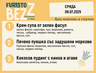 Меню без млечни и глутен  09.07  200гр. 