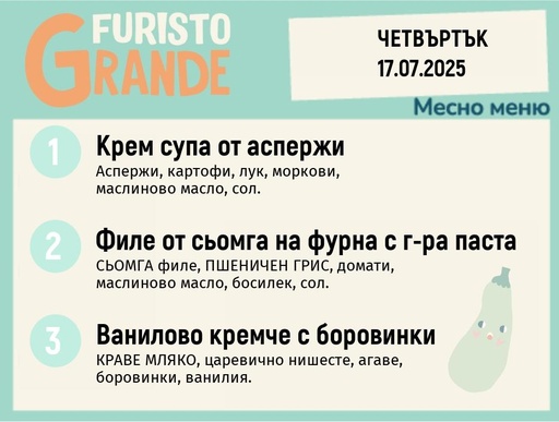 [DY.05.25.5665] Меню 17.07 месно 300гр.