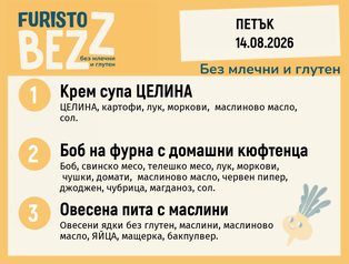 Меню без млечни и глутен 14.08 200гр.
