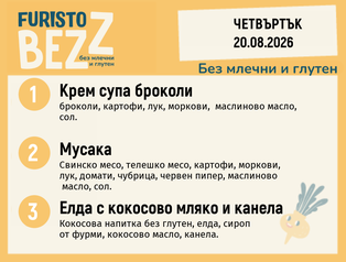 Меню без млечни и глутен 20.08 200гр.